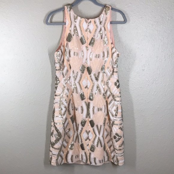 Aidan Mattox Blush Pink Fully Sequined Halter Neck Mini Cocktail Dress - Picture 8 of 12